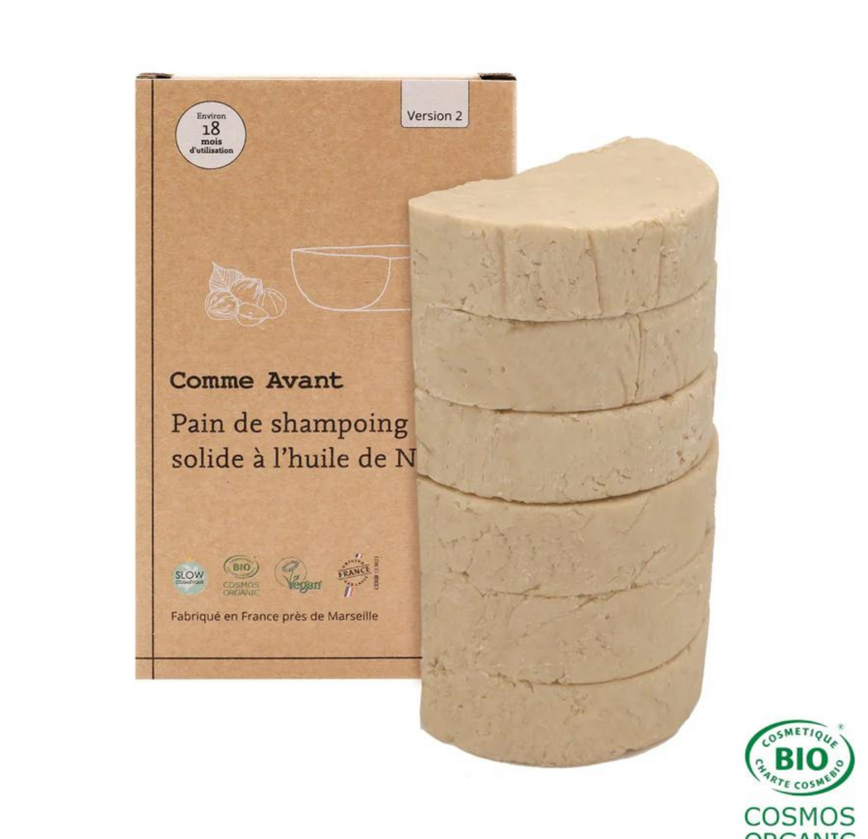 Shampoing solide à l'huile de noisette, pain de 420g