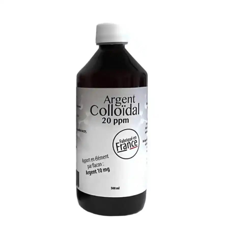 Un flacon d'argent colloidal 20ppm de 500ml de la marque Dr. theiss