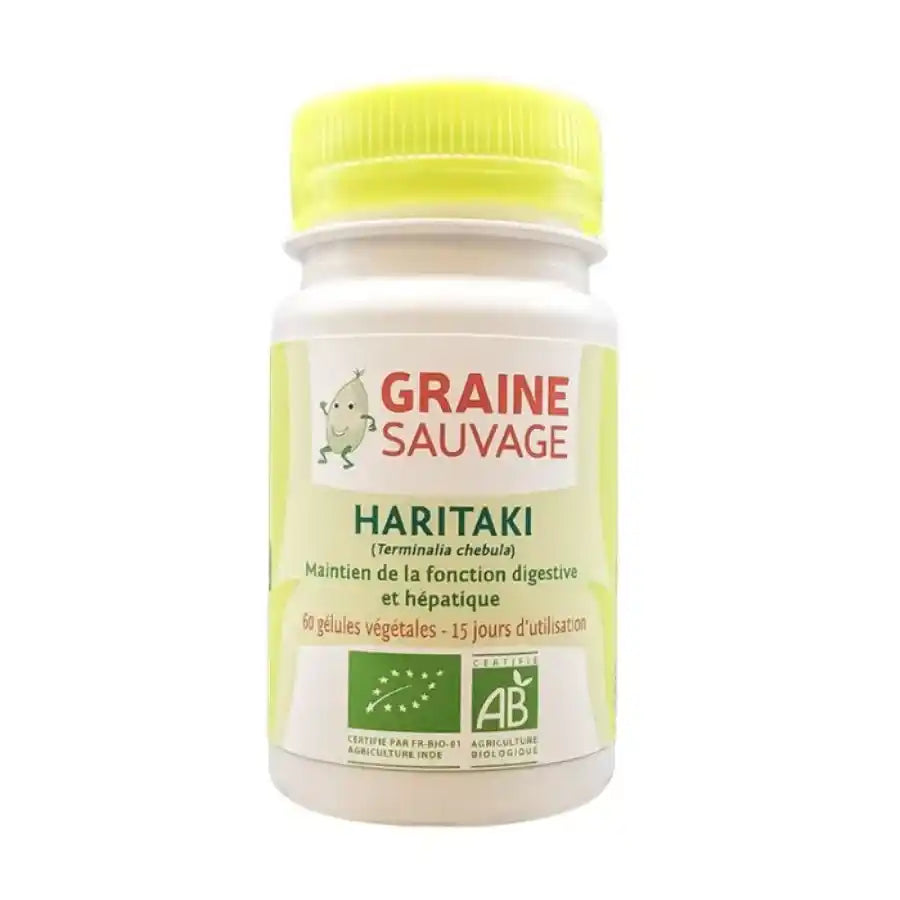 Une boite d'haritaki de graine sauvage de 60 gélules pour 15 jours d'utilisation