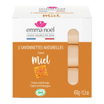 Savonnettes miel bio de 3 x 150 g de la marque EMMA NOËL.