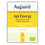 Une boite de 10 ampoules d'Api Energy de la marque Aagaard, vue de face