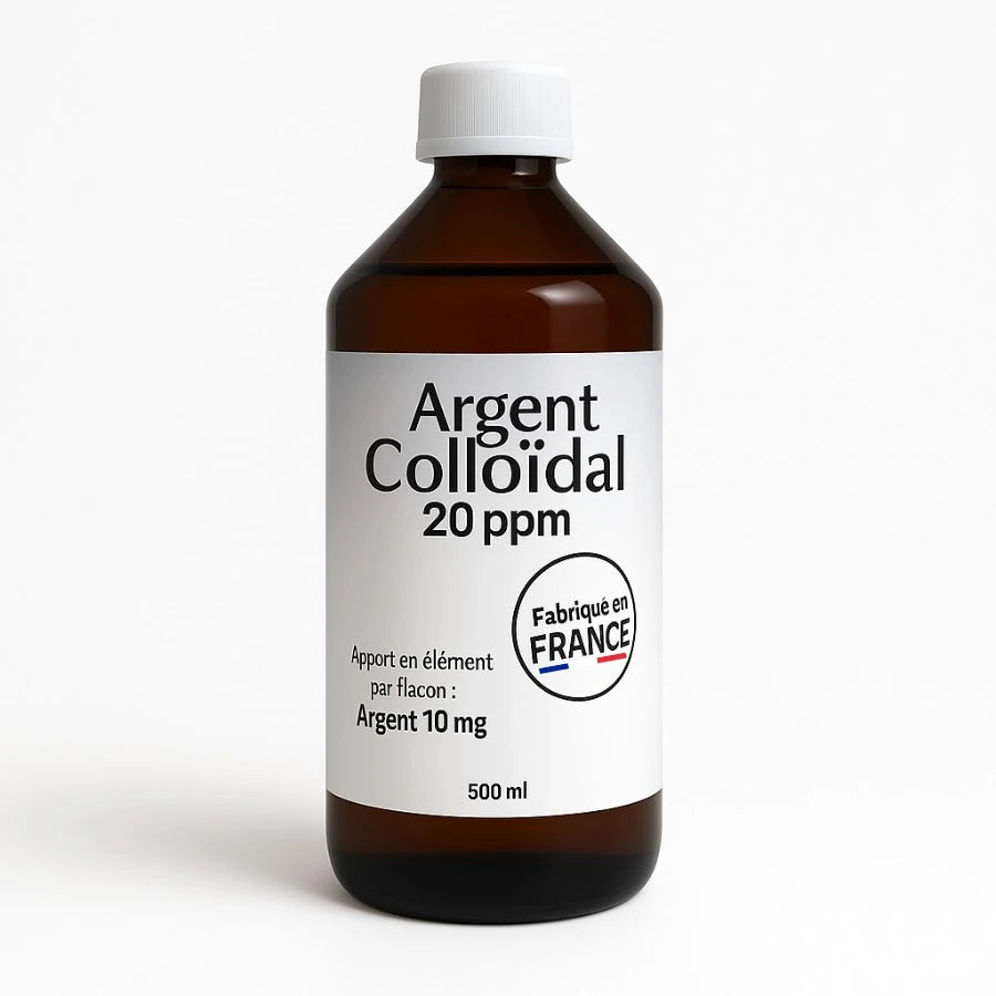 Un flacon d'argent colloidal 20ppm de 500ml de la marque Dr. theiss