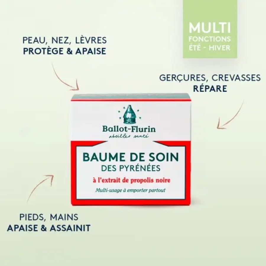 Bienfaits du baume de soin des pyrénées de la marque Ballot Flurin