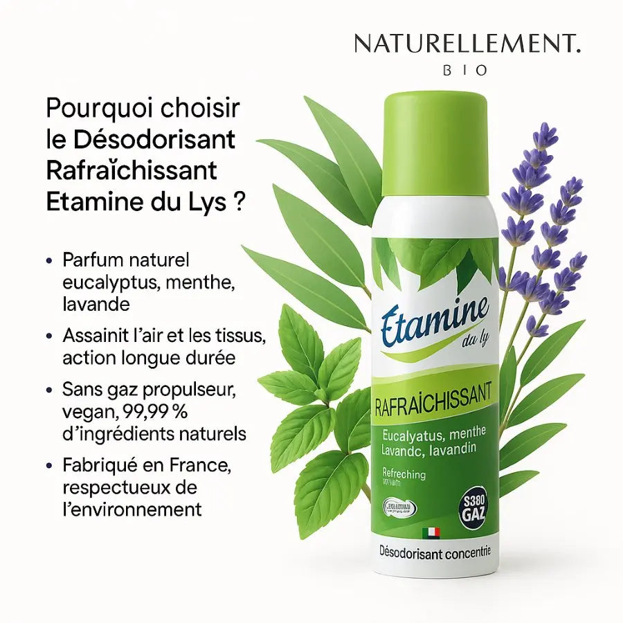 Les bienfaits du spray rafraîchissant désodirisant  de la marque Etamine du Lys