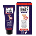 Crème dépilatoire zones intimes avec gant de Blondépil Homme