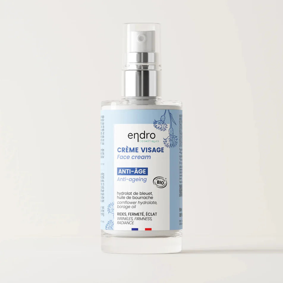 Un flacon de crème visage anti-âge de la marque Endro