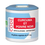 Boîte de 60 gélules végétales de curcuma et poivre noir de la marque Laboratoire Code.