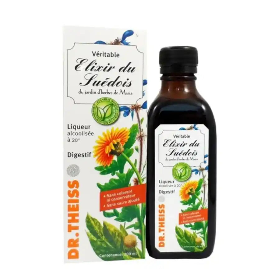 Un flacon de 200ml de l'Elixir du Suédois de la marque Dr. Theiss