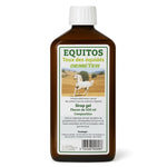 Un flacon de 500 ml de sirop gel Equitos pour lutter contre la Toux Cheval, de la marque Labo-Demeter
