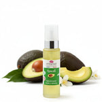 Huile d'avocat bio emma noêl avec des avocat en arrière plan