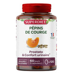 Un flacon de huile bio de pépins de courge de 120 capsules de la marque Superdiet