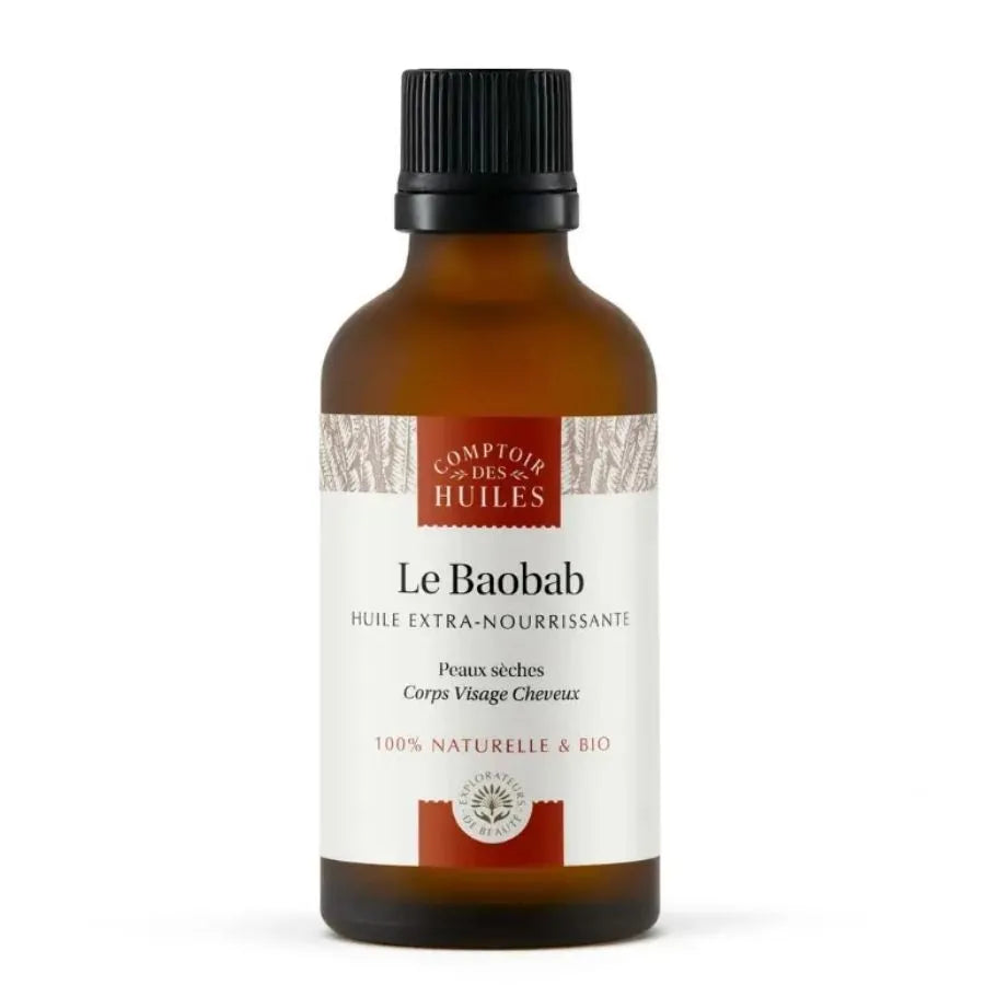Un flacon d'Huile de Baobab BIO de 50ml de la marque Comptoir des Huiles