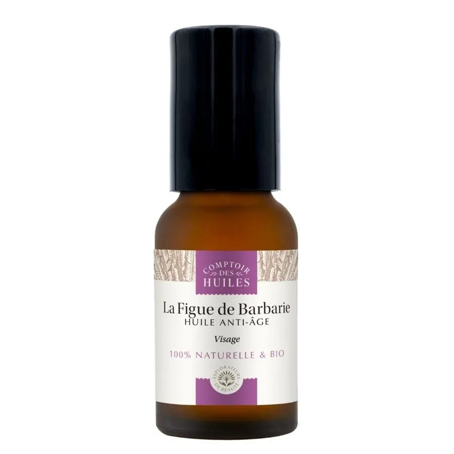 Un flacon roll-on de 15 ml d'huile de pépin de figue de barbarie de la marque comptoir des huiles