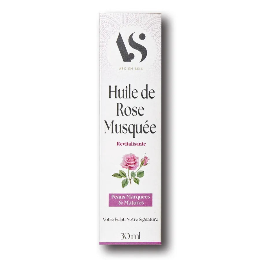 Une huile de rose musquée revitalisant de la marque arc en sels en 30 ml pour peaux marquées et matures