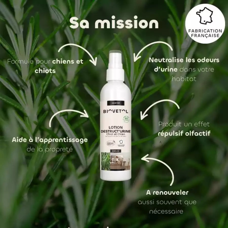 Mission de la lotion destruct'urine biovetol