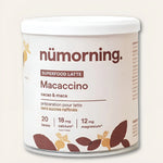 Une boite de Macaccino bio (cacao équitable et maca) de 125 g de nüMorning