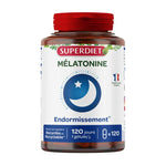 Un pot mélatonine 1 mg de 120 gélules de la marque Superdiet