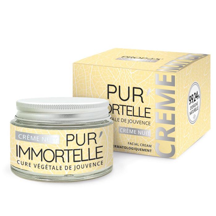 Un pot de Crème de Nuit visage bio Pur'Immortelle de 50 ml de la marque Propos'Nature