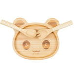 Un Set de Repas pour Bébé en Bambou, comprenant Assiette + Fourchette + Cuillère, de Cap Bambou
