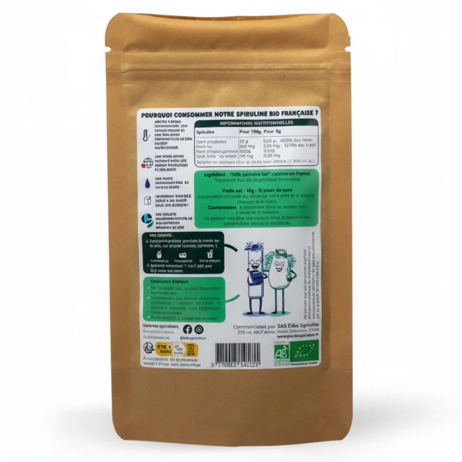 dos du pack de spiruline en poudre etika spirulina en 45g