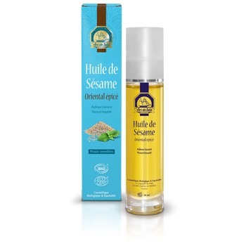 Riche en vitamine E et sels minéraux l'huile de sésame redonne à la peau son élasticité.