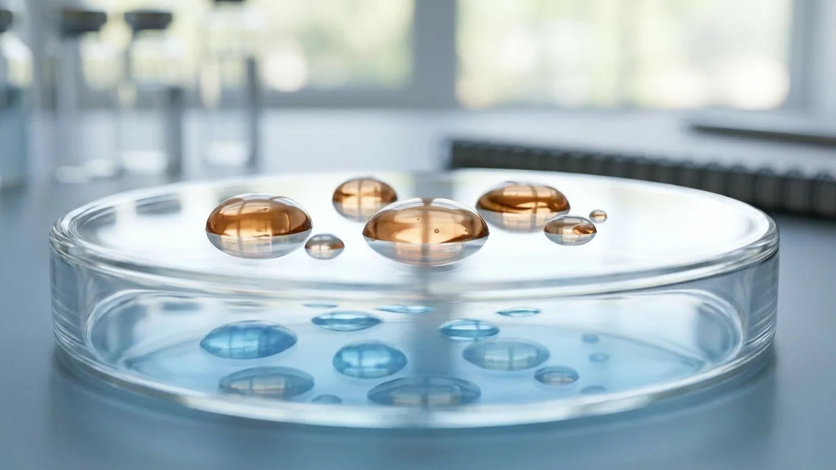 Gouttes de sérum acide hyaluronique montrant la différence de pénétration entre molécules haut et bas poids