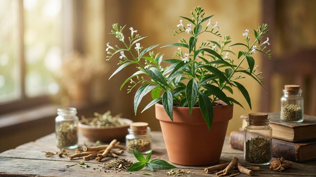 Andrographis paniculata plante médicinale fleurs blanches feuilles vertes bienfaits Ayurvéda