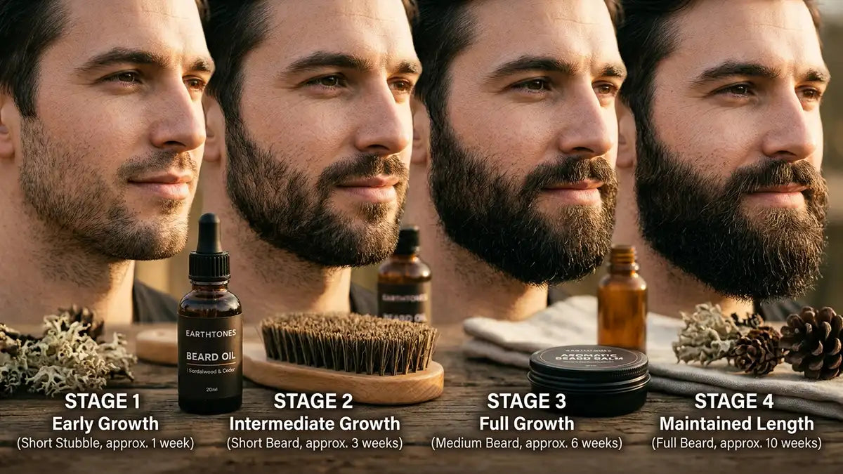 Les 4 étapes de la pousse de barbe illustrées