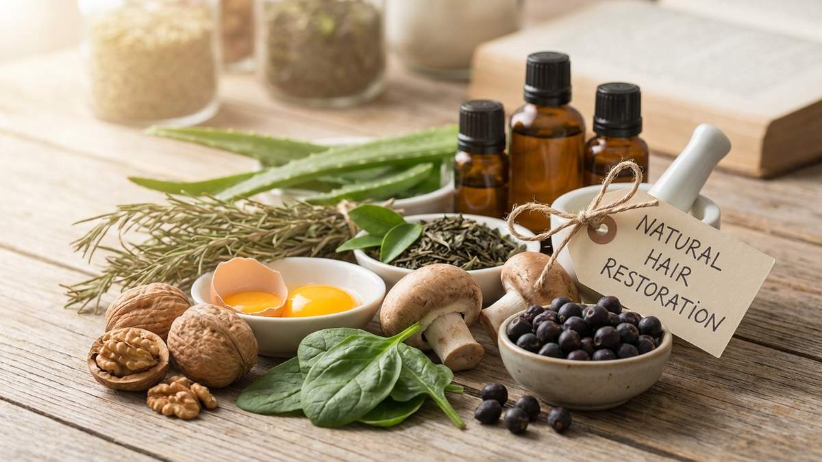 Ingrédients naturels contre la calvitie : biotine, saw palmetto et plantes pour prévenir chute cheveux