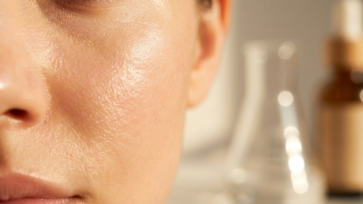 Peau radieuse avec collagène : texture ferme et hydratée en gros plan