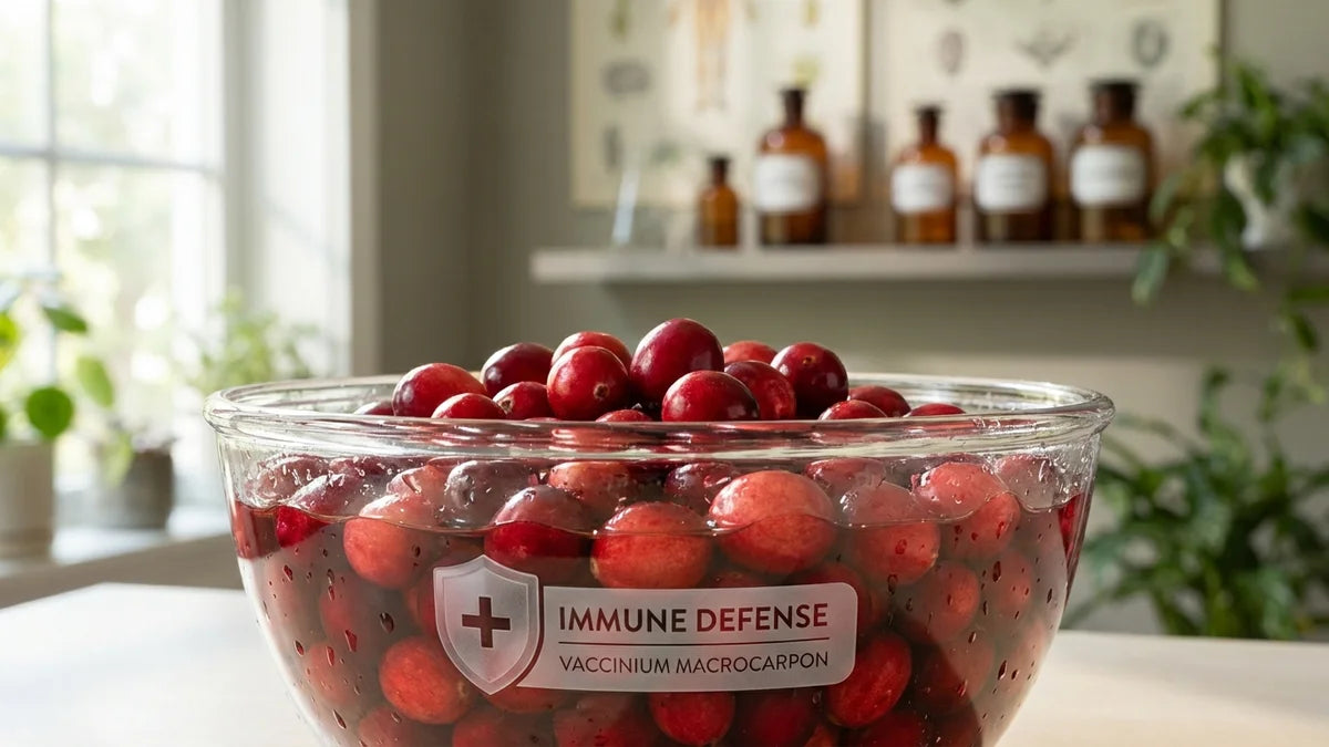 Cranberries rouges frais dans un verre avec gouttes d'eau pour prévenir les infections urinaires