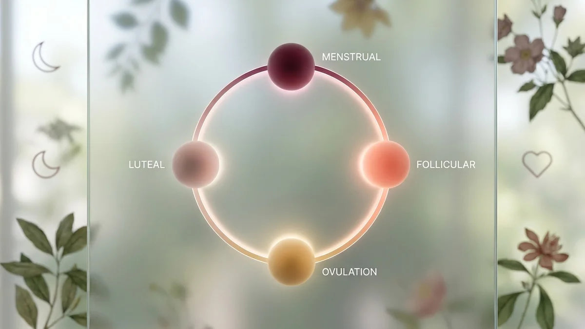 Diagramme circulaire du cycle menstruel avec quatre phases pour optimiser la fertilité féminine