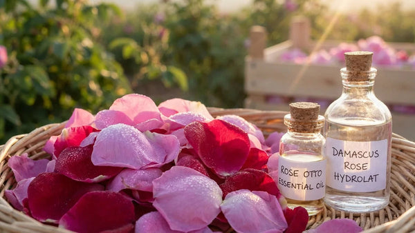Bienfaits de la rose de Damas : hydrolat, huile et poudre passés au crible