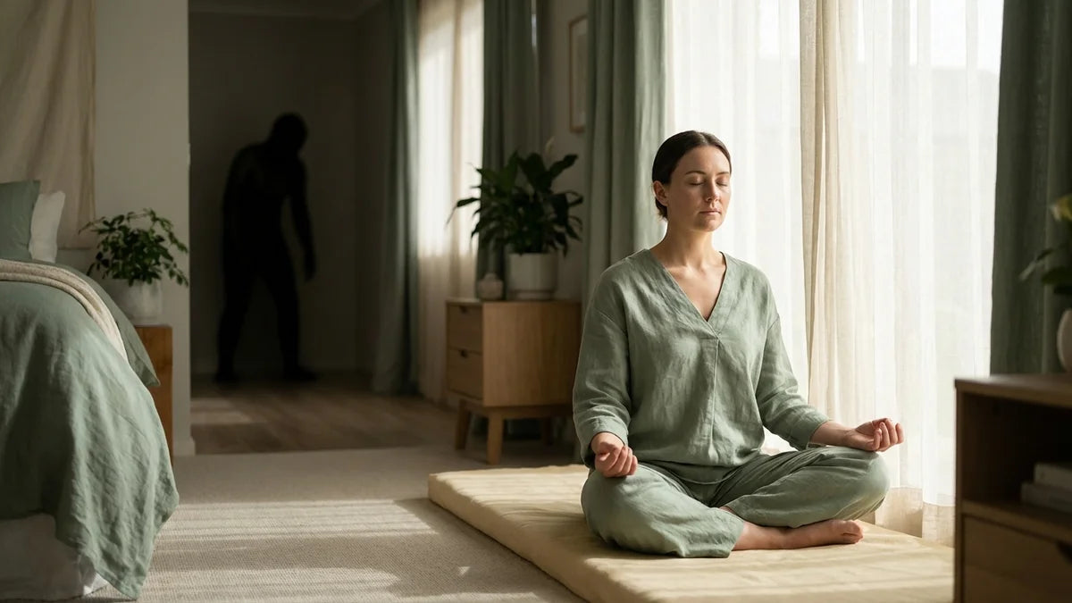 Personne en méditation sereine versus silhouette anxieuse : différence stress et anxiété