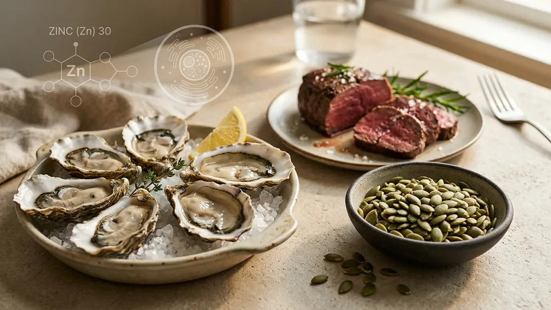Aliments riches en zinc : huîtres, graines de courge et viande pour augmenter la testostérone