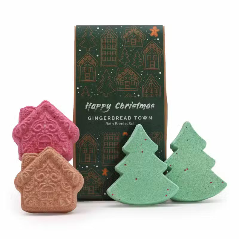 Coffret de Bombes de Bain Noël - Village de Pain d'Épice 4 pièces