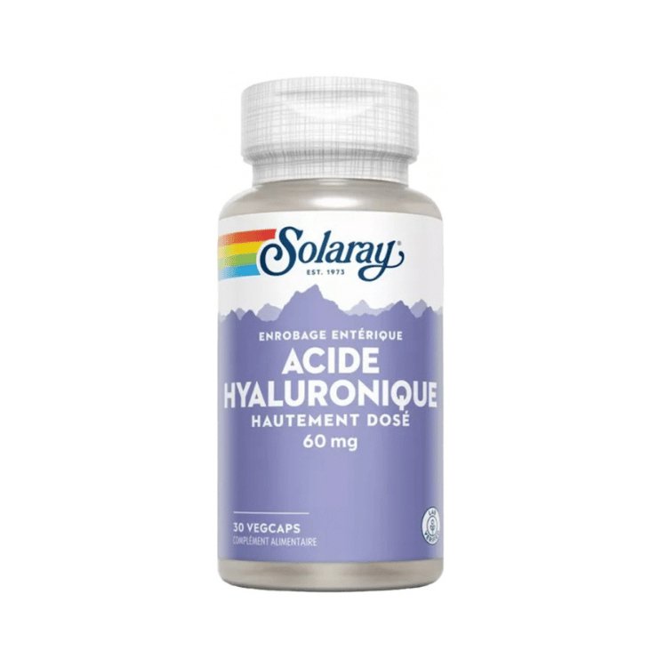 Boîte de 30 capsules d'acide hyaluronique hautement dosé à 60mg de la marque Solaray