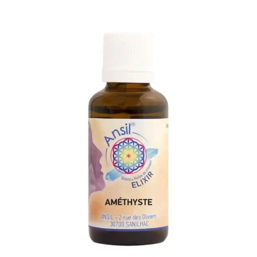 Un flacon d'Elixir de cristal Améthyste de 30ml de la marque Ansil