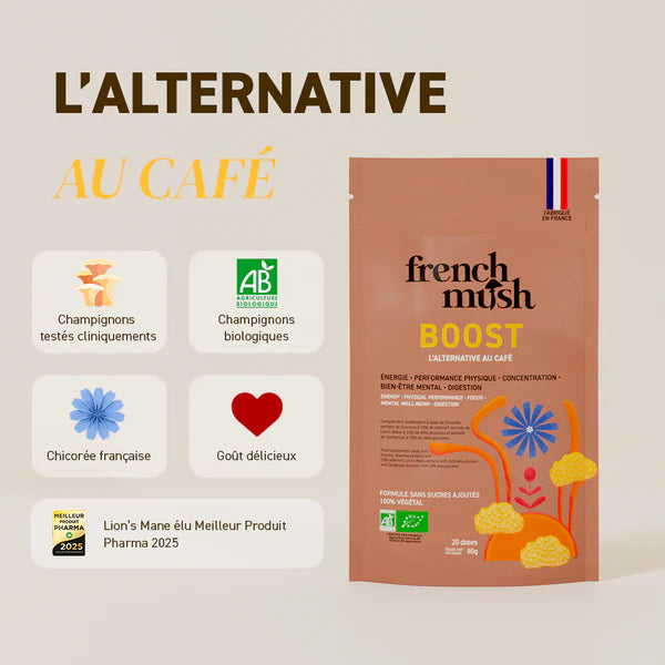 Les bienfaits clés du super café aux champignons adaptogènes BOOST de French Mush