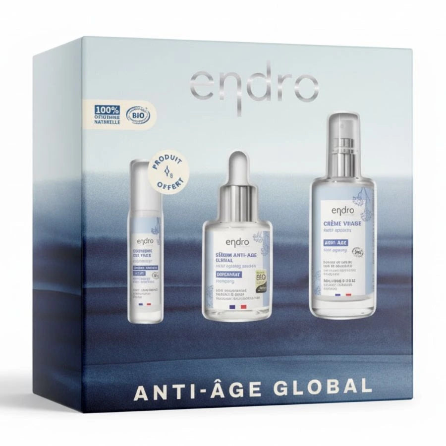 Coffret anti âge global composé de 3 produits de la marque Endro