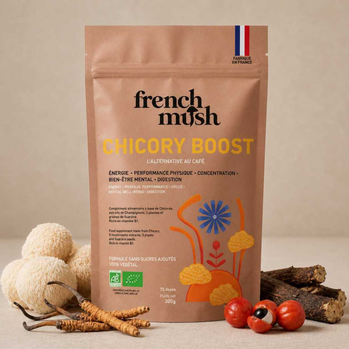 la photo montre le paquet de 300g de chicory boost de la marque french msuh