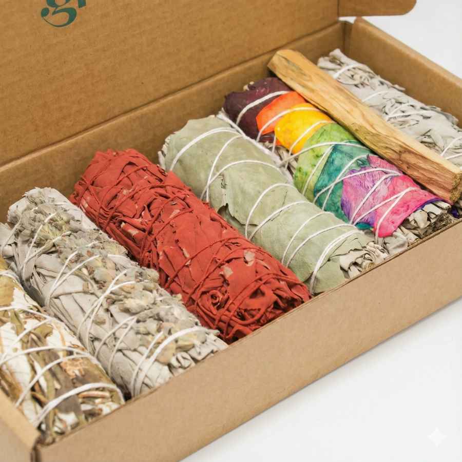 Le coffret de 7 sauges de veegreen dans son packaging.