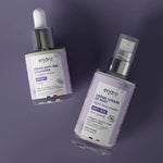 Deux produits du coffret anti-âge sur fond violet.