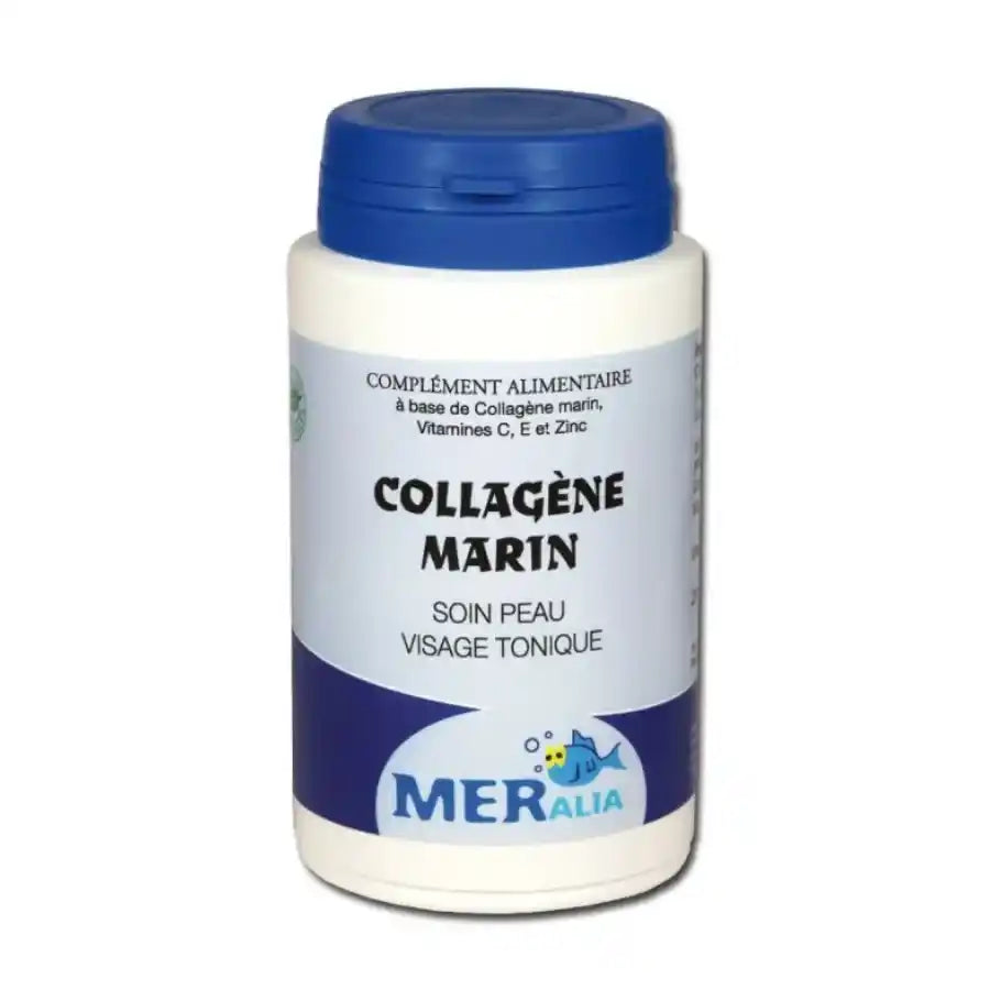 Une boîte de complément alimentaire collagène marin meralia 90 gélules