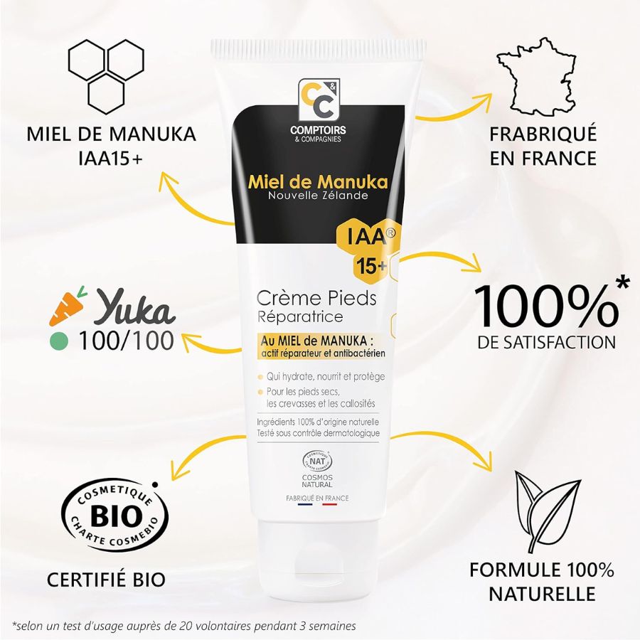Les bienfaits de la Crème Pieds Réparatrice au Miel de Manuka Bio de Comptoirs et compagnies