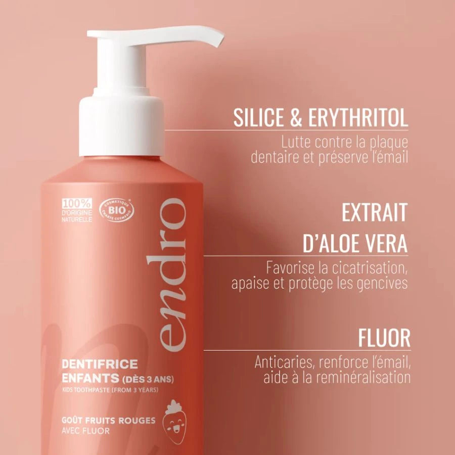 Descriptif de la composition du dentifrice enfant endro.