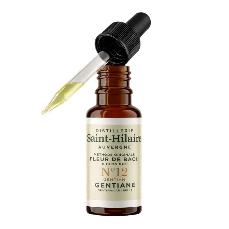 Flacon de 20ml de fleur de bach gentiane de la distillerie saint hilaire. 