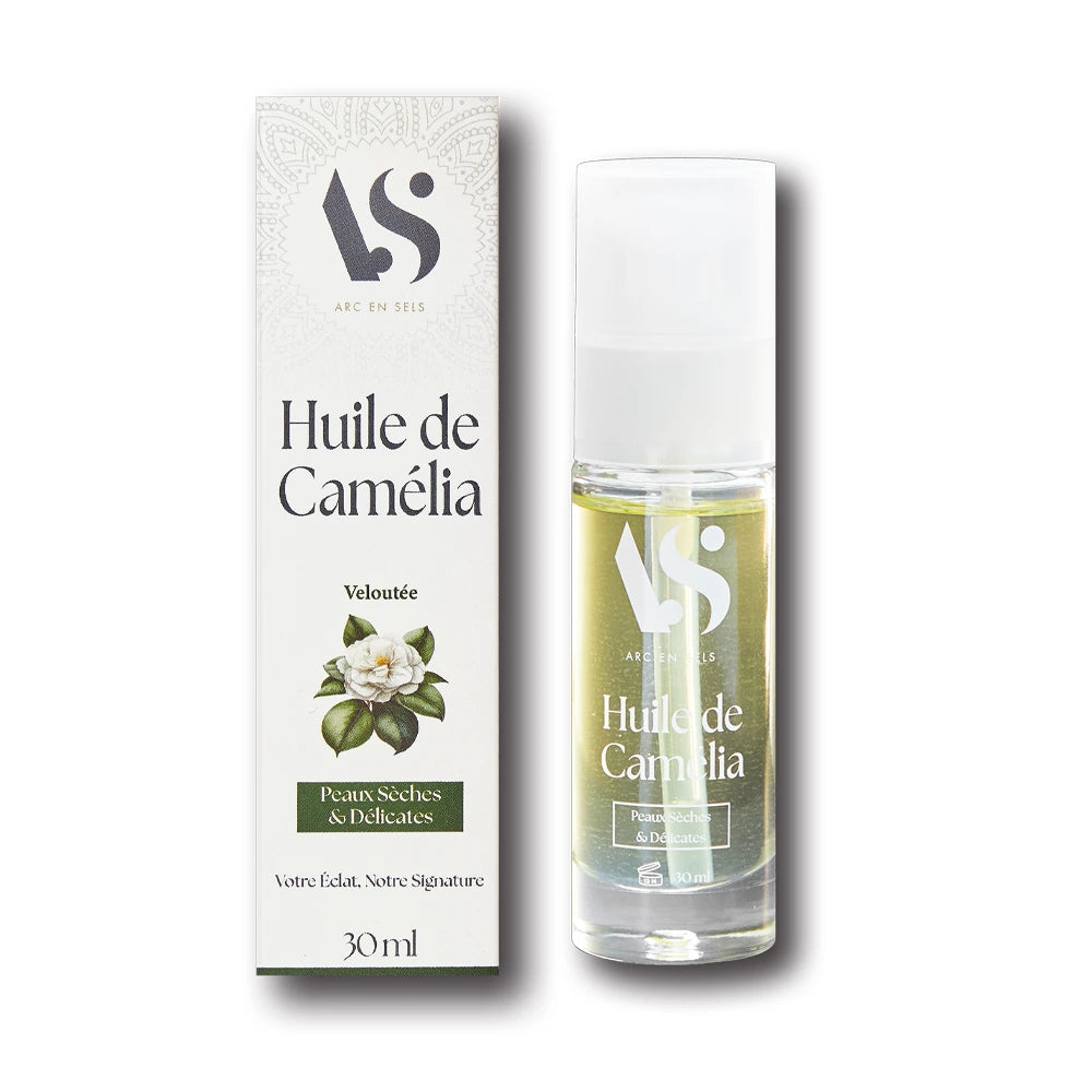 Huile de camélia veloutée pour peaux sèches et délicates en 30 ml de la marque Arc en sels 