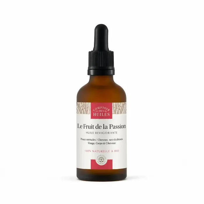 Un flacon d'Huile de Fruit de la passion de 50 ml de la marque Comptoir des Huiles