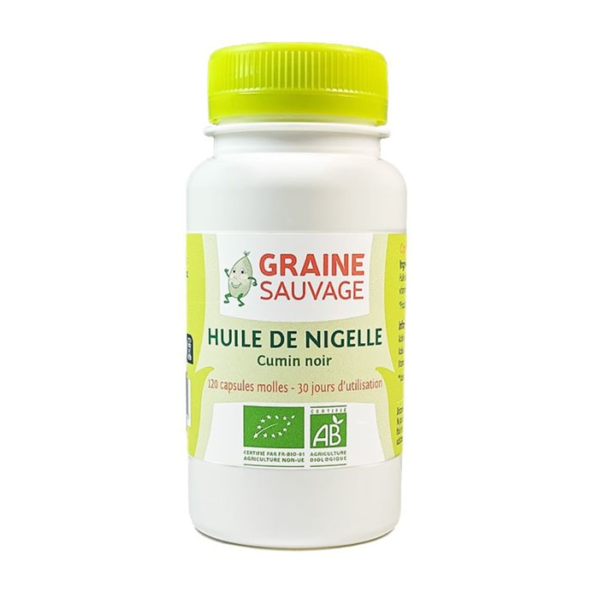 Huile de Nigelle Bio de 120 capsules de Graine Sauvage.